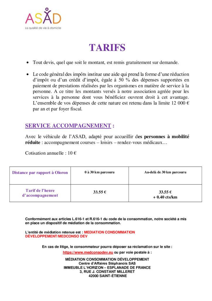 TARIFS 2 tarifs 2026 accompagnement pdf